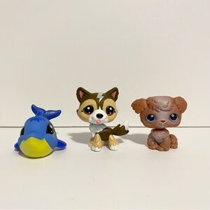 Littlest Pet Shop LPS Husky Poodle Dolphin Lot Bundle Toy